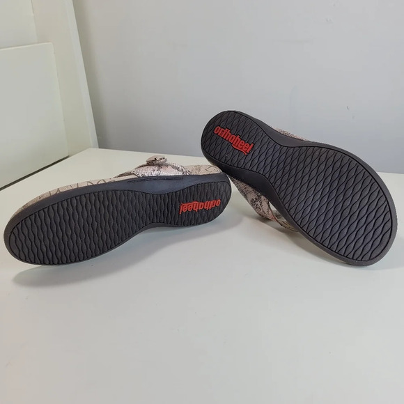 Orthaheel Cocoa Natural Snake Print Tan Sandals Flip Flops Shoes Size Women's 6 - Picture 11 of 12
